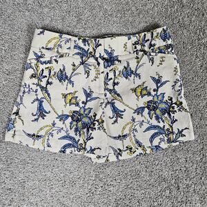 Loft Shorts Womens 4 Blue Floral The Riviera Linen Blend Beach Boho Preppy
